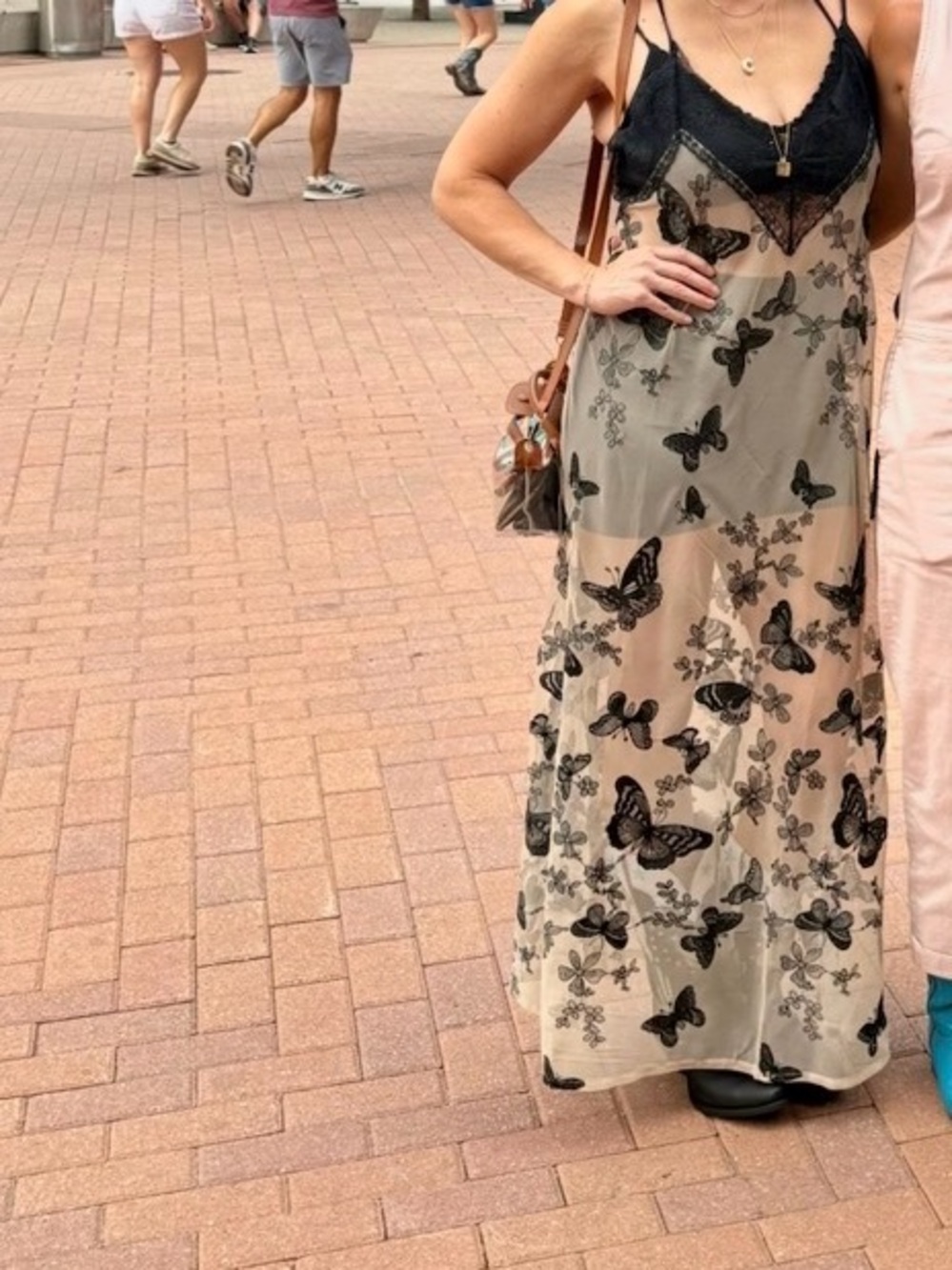 Free People Sheer Butterfly Slip maxi in Black and Cream - worn once!